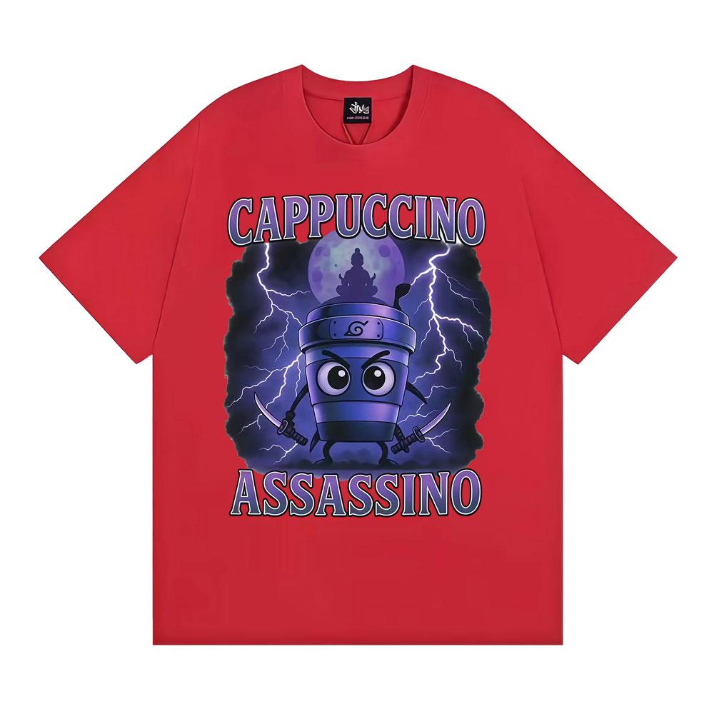 Капучино Убийца Смешные Итальянские Мем Футболки Унисекс Мода Юмор Оверсайз Футболка Мужская Комфорт 100% Хлопок Футболка