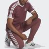 Adidas Полосатая вышитая футболка с коротким рукавом и логотипом, мужские топы, темно-красного цвета HE9548