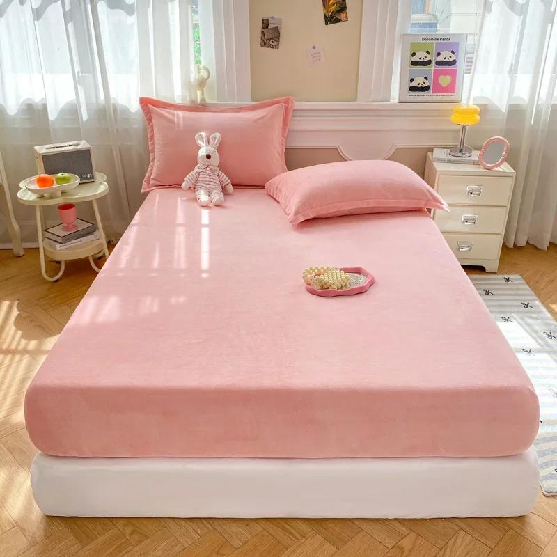 Теплые и толстые эластичные простыни на резинке, однотонные, регулируемые, фланелевые, зимние чехлы для матрасов, бархатное постельное белье, размеры 90/160/180/200