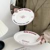 Винтажная простая французская тарелка с французским алфавитом, обеденная тарелка, бытовая керамическая тарелка для завтрака