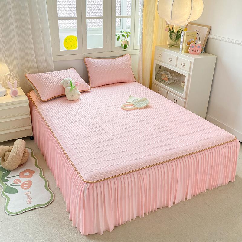 Новый свежий однотонный кружевной крутой латексный летний коврик-юбка-кровать, комплект из трех предметов