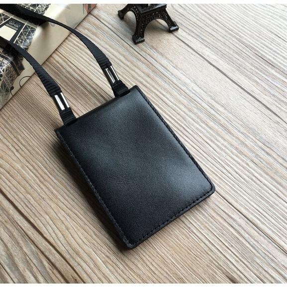 Новый подлинный кожаный чехол для удостоверения личности для сотрудников, студенческих контрольных билетов, автобусных карт, держателя для удостоверения личности, шейного ремня, канцелярских принадлежностей