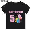 Cute Barbapapa Print Cartoon Girls Clothes 1 2 3 4 5 6 7 8 9 Years Happy Birthday Kids Short Sleeve T shirt Baby Boys TShirts