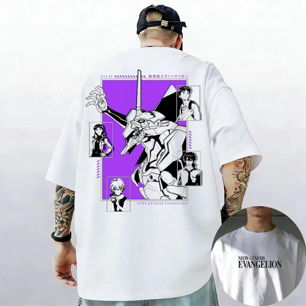 2026 Лето Neon Genesis Evangelion Аянами Рей Аска Классический Стиль Футболка с коротким рукавом Мужская Женская Родитель-Ребенок Хлопковая Футболка Топы