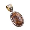 Natural Maryam Jasper 925 Solid Sterling Silver Gift TwoTone Pendant 1.25" n2Z34