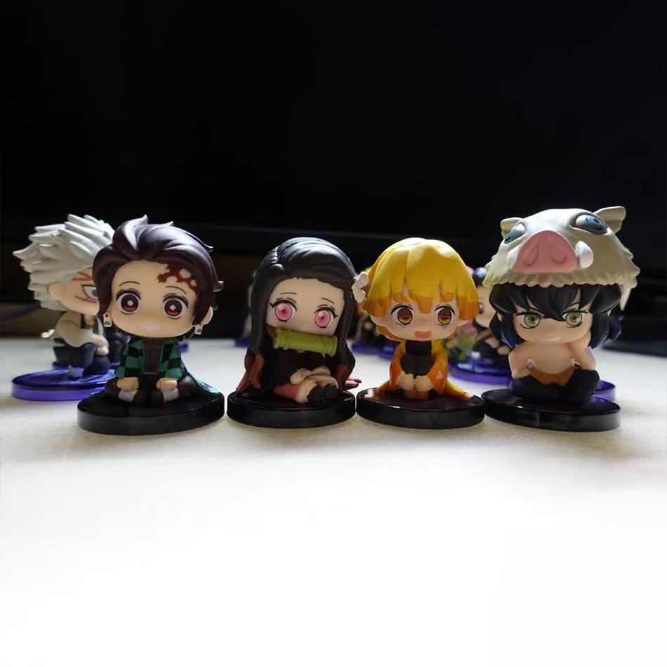 Фигурки Demon Slayer Q Posket Mini Kimetsu No Yaiba ПВХ Куклы Набор из 5/10/12/15 Для Украшения Рабочего Стола
