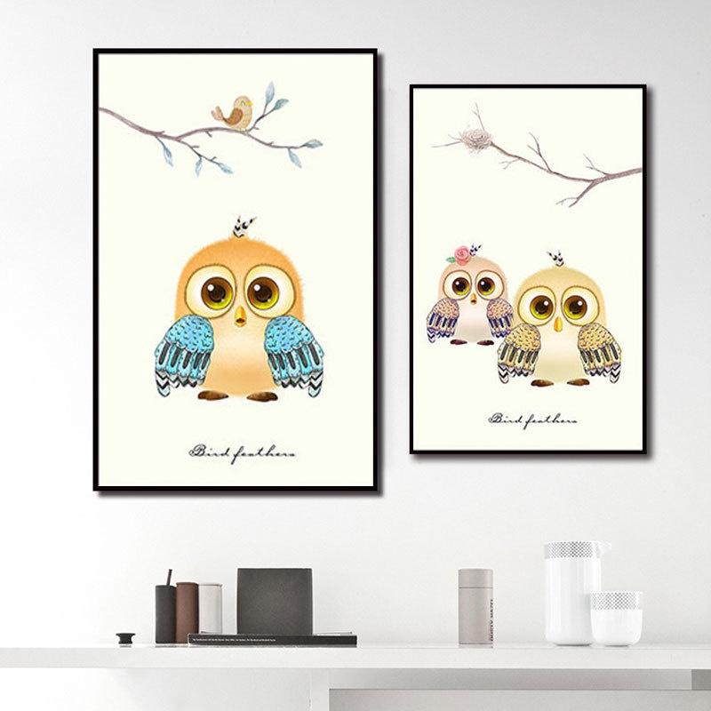 Nordic Poster Picture Cute Bird Family Wall Art Canvas Painting Wall Poster Home Decoration Art Living Room Decoration Unframed