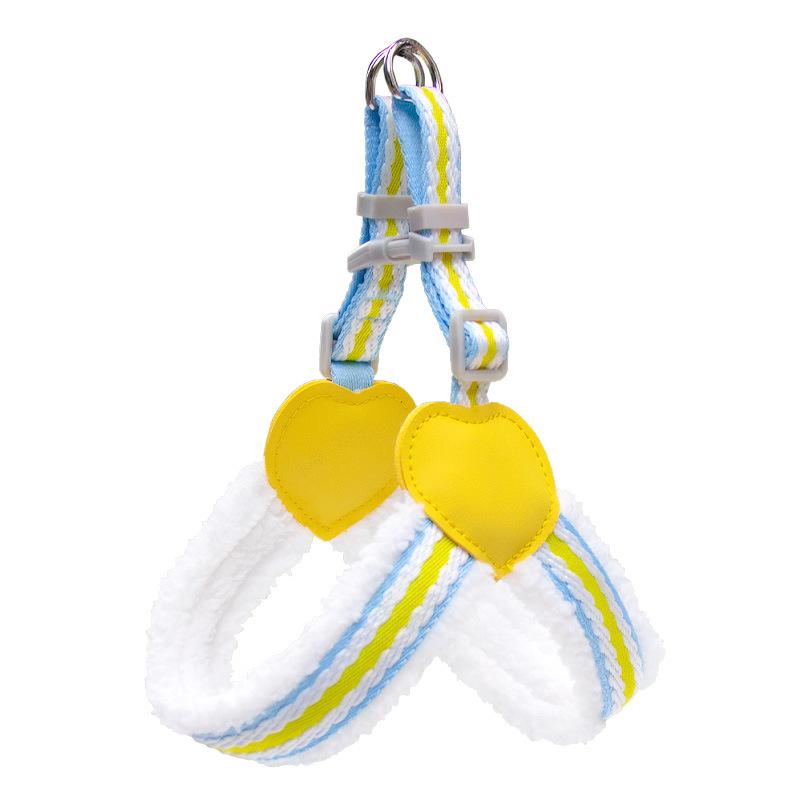 New Cotton Fleece Dog Harness and Leash Suit Heart Pattern Breathable Pet Harness Washable Leash Walking Dog Suit