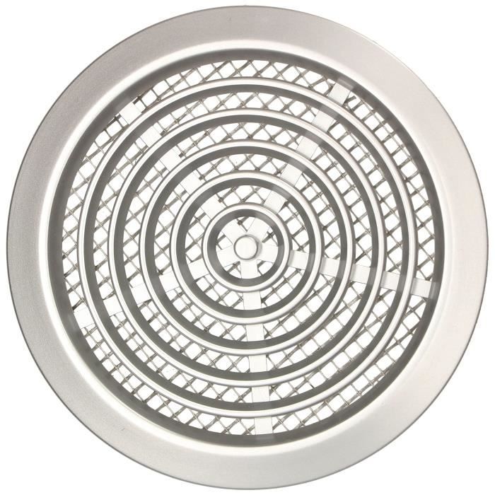 Grille d'aération ronde KOTARBAU - Diamètre 80 mm - Argent satiné - Avec moustiquaire