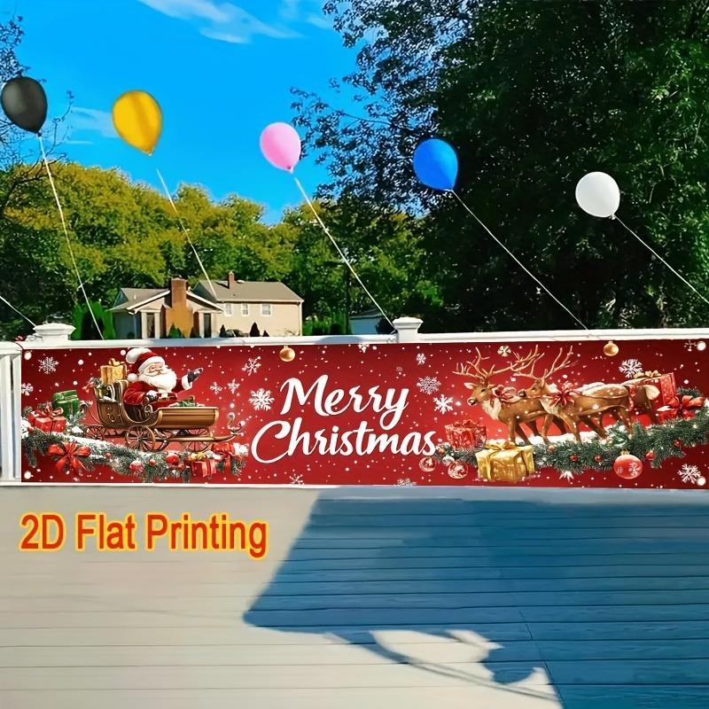 Merry Christmas Festive Lawn Yard Banner, Outdoor Holiday Welcome Front Porch Fence Decor