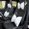 Cartoon Embroidered Bow Car Headrest Neck Pillow: Elastic, Breathable, and Stylish Car Interior Accessory.