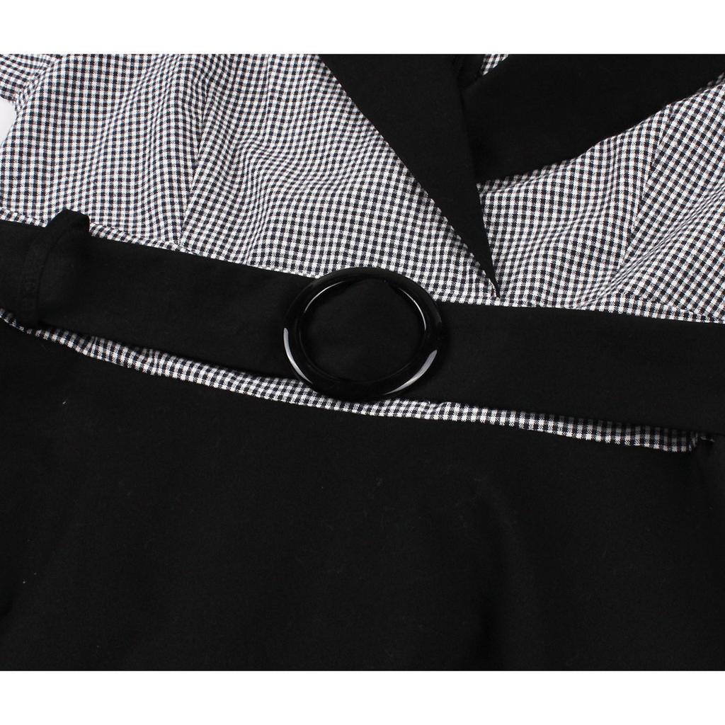 GMXIA Стиль Хепберн, вырез под горло, черная талия, рукава-семь точек, винтажное элегантное женское платье-халат, хлопок