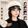 Adjustable Newsboy Cap Faux Mink Fur Navy Hat Vintage Style Faux Fur Hat  Winter Daily