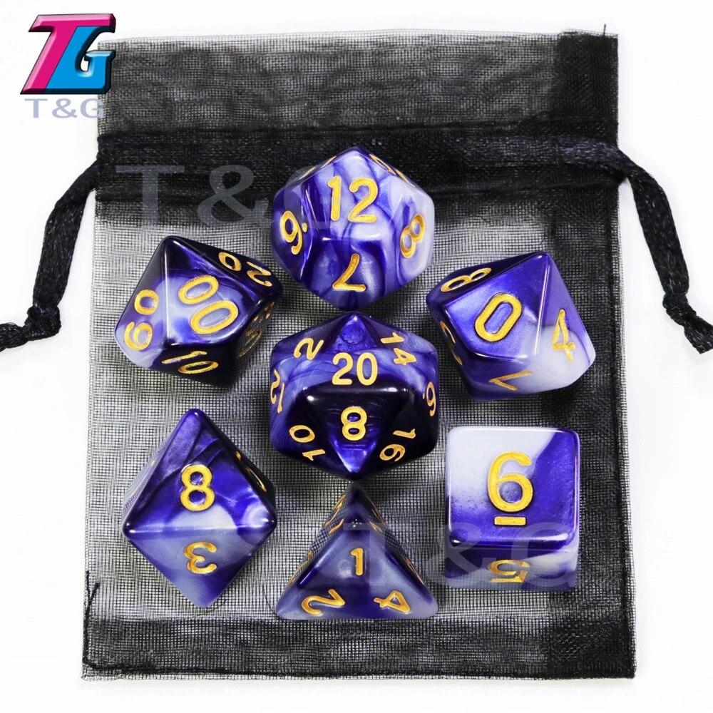 Игровые кости DND, ролевые игральные кости, набор кубиков для смешивания цветов с сумкой, 9 различных стилей, доступных для портативных игрушек, DND, RPG, TRPG, игры