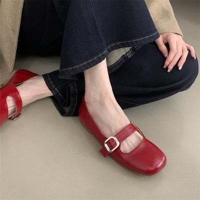 Модные туфли Мэри Джейн IPPEUM Черные женские балетки Серебряная пряжка Искусственная кожа Балетки Zapatos Mujer
