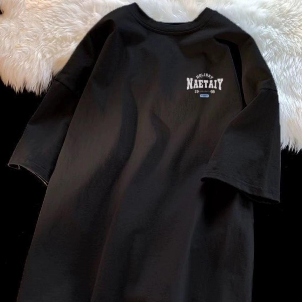 4XL Мужская Модная Свободная Американская Винтажная Футболка с Принтом Букв NAET, Короткий Рукав, Круглый Вырез, Универсальная Трендовая Одежда для Пары