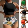 Bikini Set Two Piece Floral Print High Waist Sexy Stretch Beachwear Padded