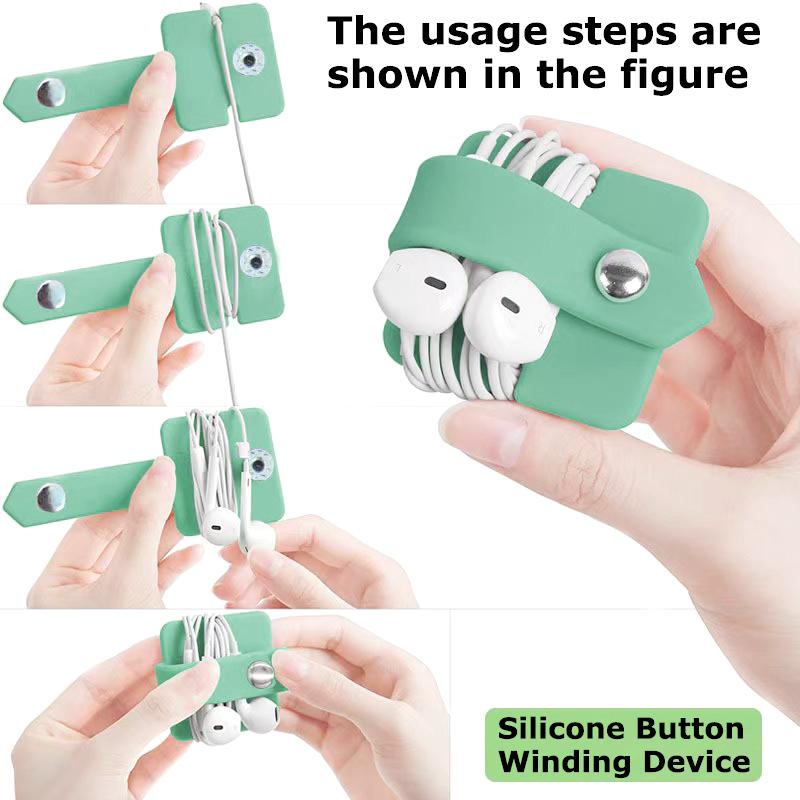 1 шт. Силиконовый органайзер для кабелей, прочный, занимает минимум места, кнопка, электронные аксессуары, удобное хранение