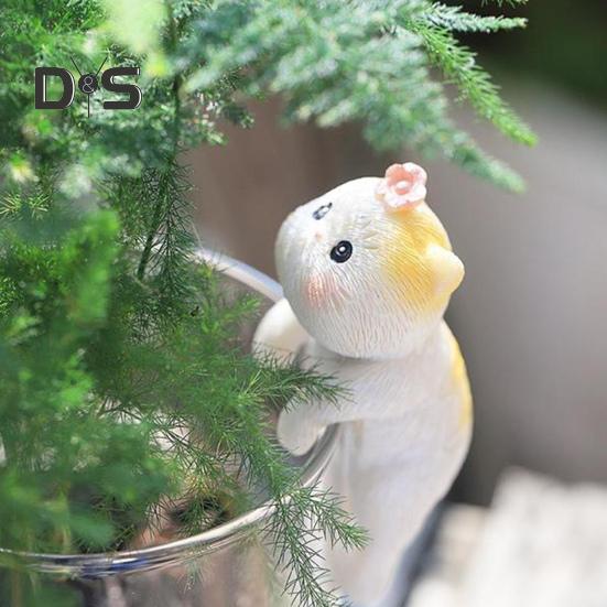 Миниатюрные подвесные фигурки кошек, ваза для цветочного горшка, держатель для котенка из смолы, вешалка для горшка, статуэтка кошки для террариума с бахромой, украшения для сада фей