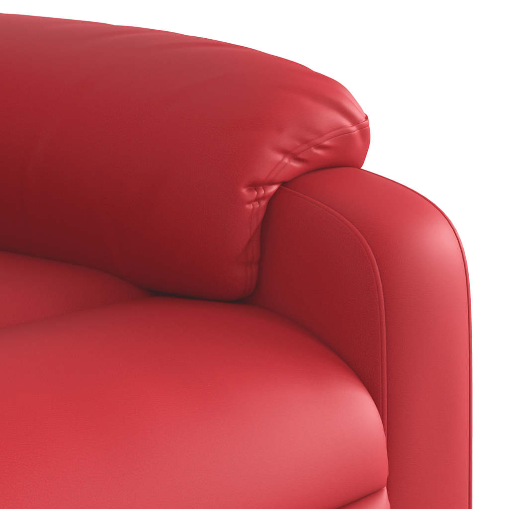 Electric Massage Recliner with Rising Function Red Faux Leather
