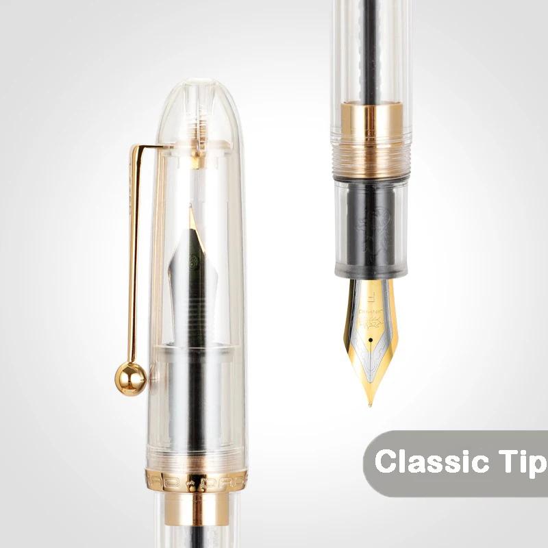 Jinhao 9016 Dadao Fountain Pen Acrylic Transparent Spin Pen EF/F/M Nib Writing Pens PK 9019 Stationery Office School Supplies