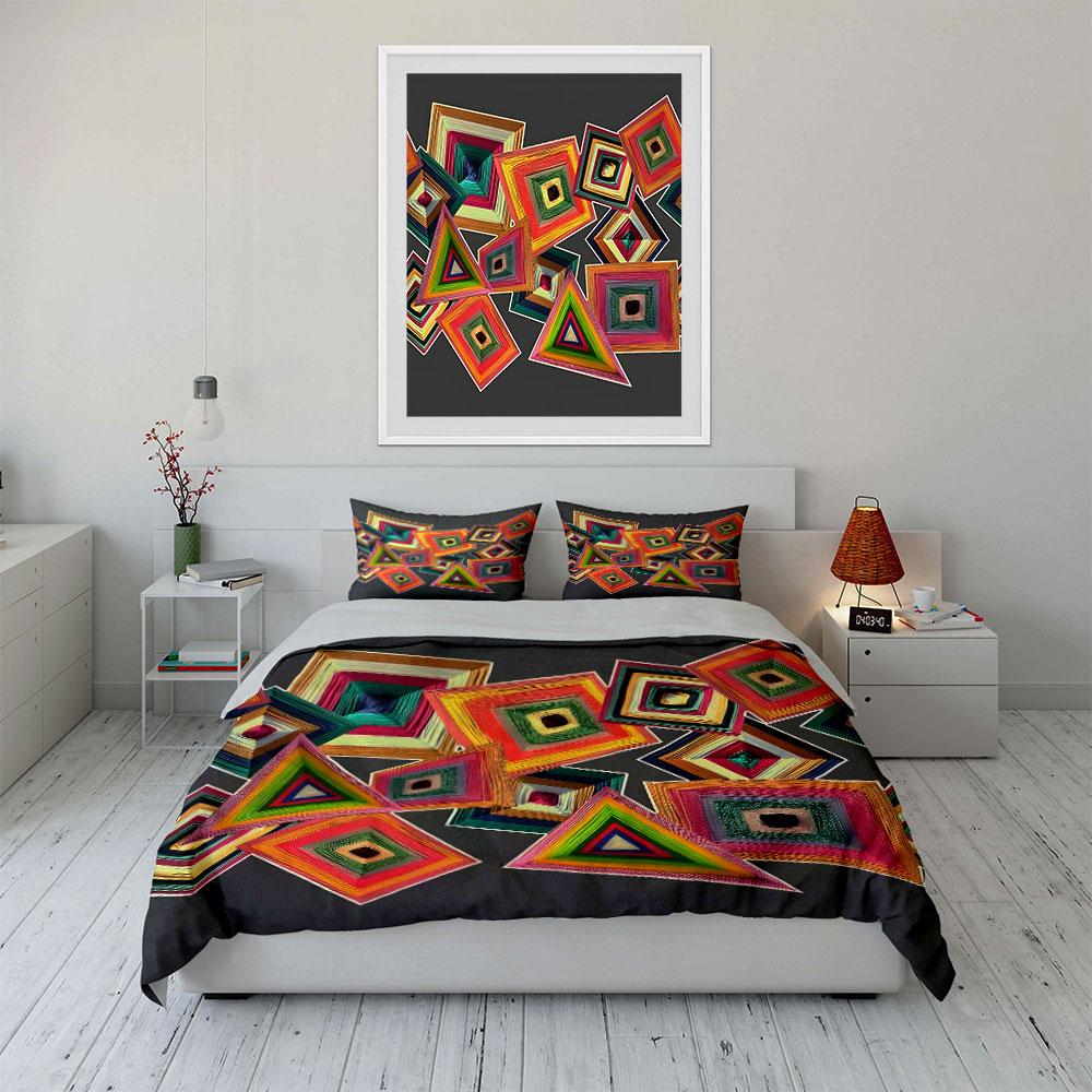 Vivid geometric kaleidoscope. Bedding sets Duvet covers Pillowcases(1* Duvet Cover 2* Pillowcases without duvet insert)