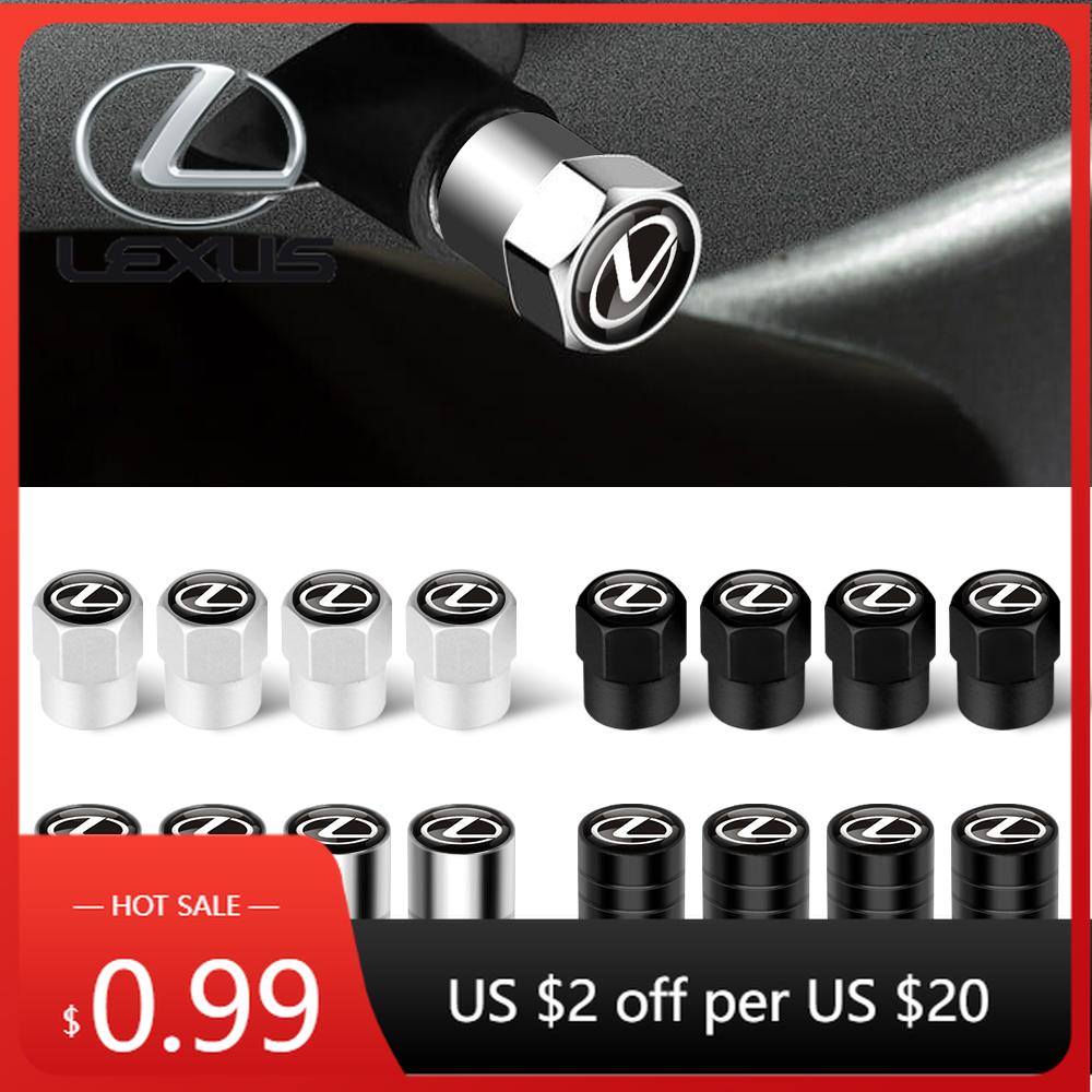 Interior Stickers 4Pcs Car Tire Valve Caps Emblem Stem Cover Accessories For Lexus LS LC IS350 ES300h ES300 IS250 IS220d NX350h