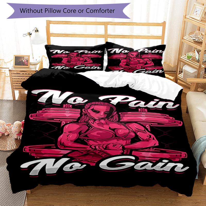 3pcs weightlifting Bedding Set Duvet Cover Closure Includes 1 Duvet Cover & 2 Pillowcases, Soft and Comfortable for All Seasons.