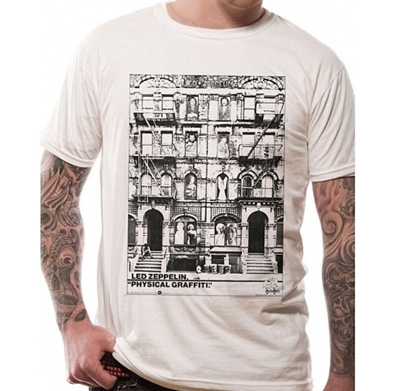 New Authentic Led Zeppelin Physical Graffiti Band White T-Shirt badhabitmerch Unisex T-Shirt