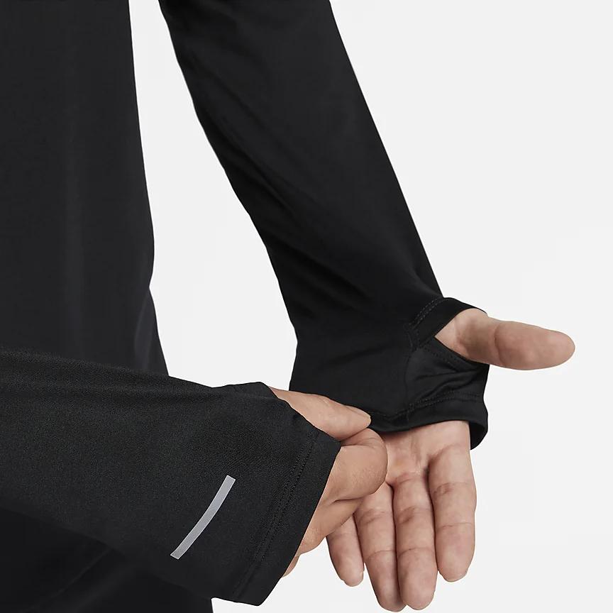 Nike Футболка Dri-FIT Letter Stand с воротником-стойкой и полумолнией, быстросохнущая, для бега и отдыха, с длинным рукавом, мужские топы, черные FN3300-010