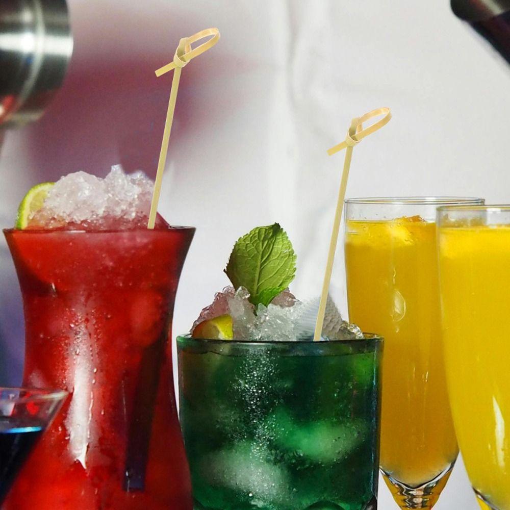 100pcs 9/12/15cm Fancy Toothpicks Handmade Cocktail Picks Cocktail Bamboo Skewers Home