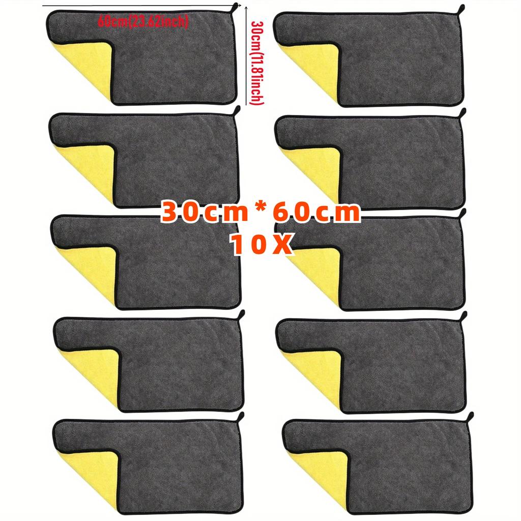 10 шт. Микрофибровое полотенце для очистки, сушки, сушки, ухода за автомобилем, детализации, мойки автомобиля, принадлежности для полотенец, двухслойная салфетка для очистки оконного стекла