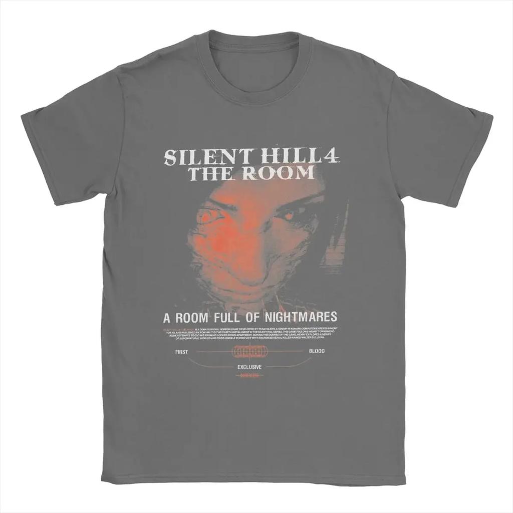 Футболки Silent Hill 4 для мужчин, винтажная футболка из чистого хлопка, круглый воротник, короткий рукав, топы больших размеров