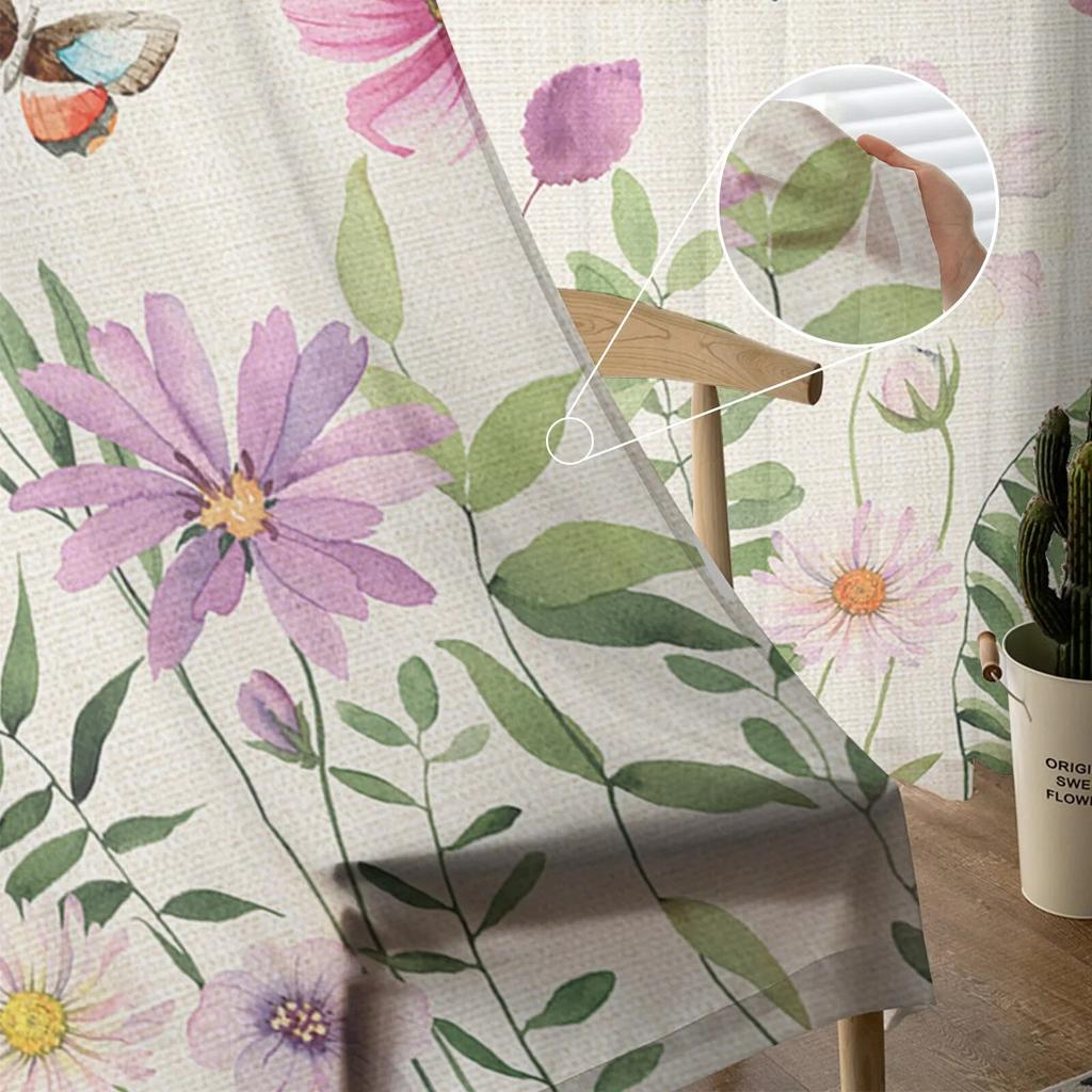 Тюлевые шторы с весенним цветком и бабочкой для гостиной, спальни, отеля, роскошное украшение, прозрачное