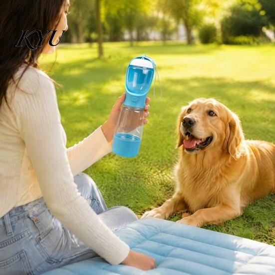 Outdoor Dog Water Bottle 3 in 1 Pet with Food Container And Poop Bag, Portable Leak-Proof Dispenser, All One for Walking Hiking Supplies Travel