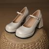 Spring Summer New French Retro Women Shoes Punk Shiny Thick High Heel Square Head Mary Jane Shoes for Women Platform Heels