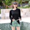 Plus Size Womens 3-Piece Swimsuit Set With Long Sleeve Cover-Up Tummy Control Quick-Dry UV Protection Beach Vacation