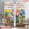 2pcs 2D Flat Printing Window Curtains Garden Boots Flowers Watering Can Polyester Without Electricity Holiday Decorations for
