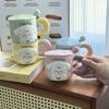 Puppy Mug with Lid Spoon Cute High Looking Couple Water Cup for Girls Home Creative Ceramic Cup Souvenir