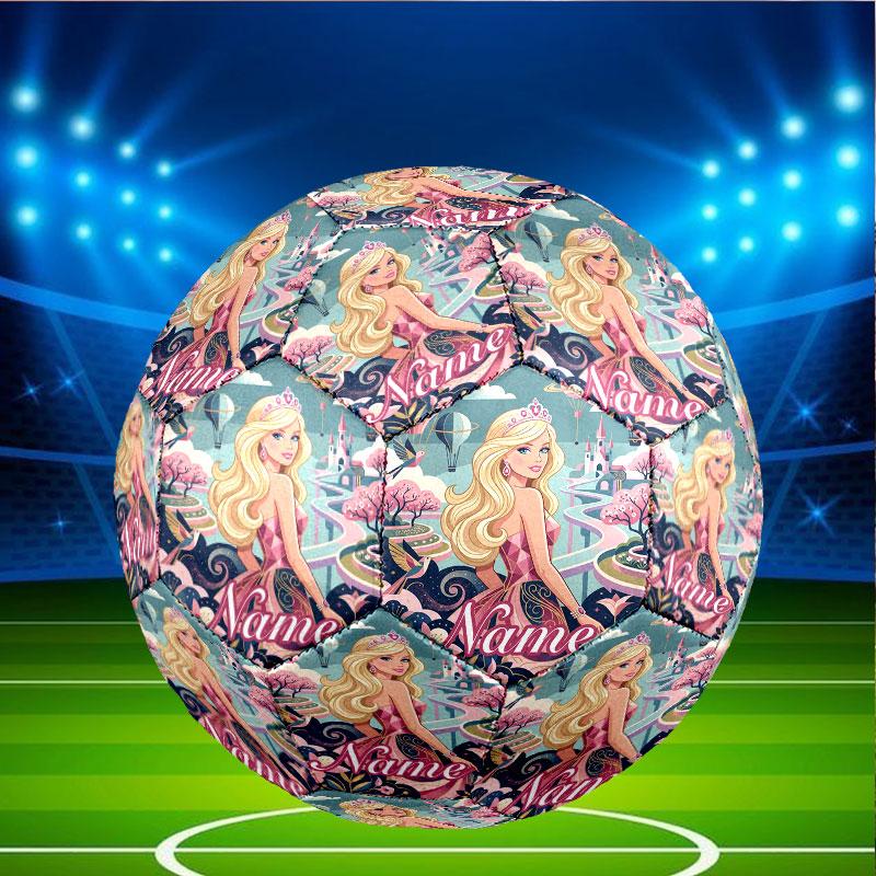 Custom Name Personalized Barbie Print Size 5 Soccer Ball Training & Match Football, for Team, Kicking, Gift for Football Enthusiasts