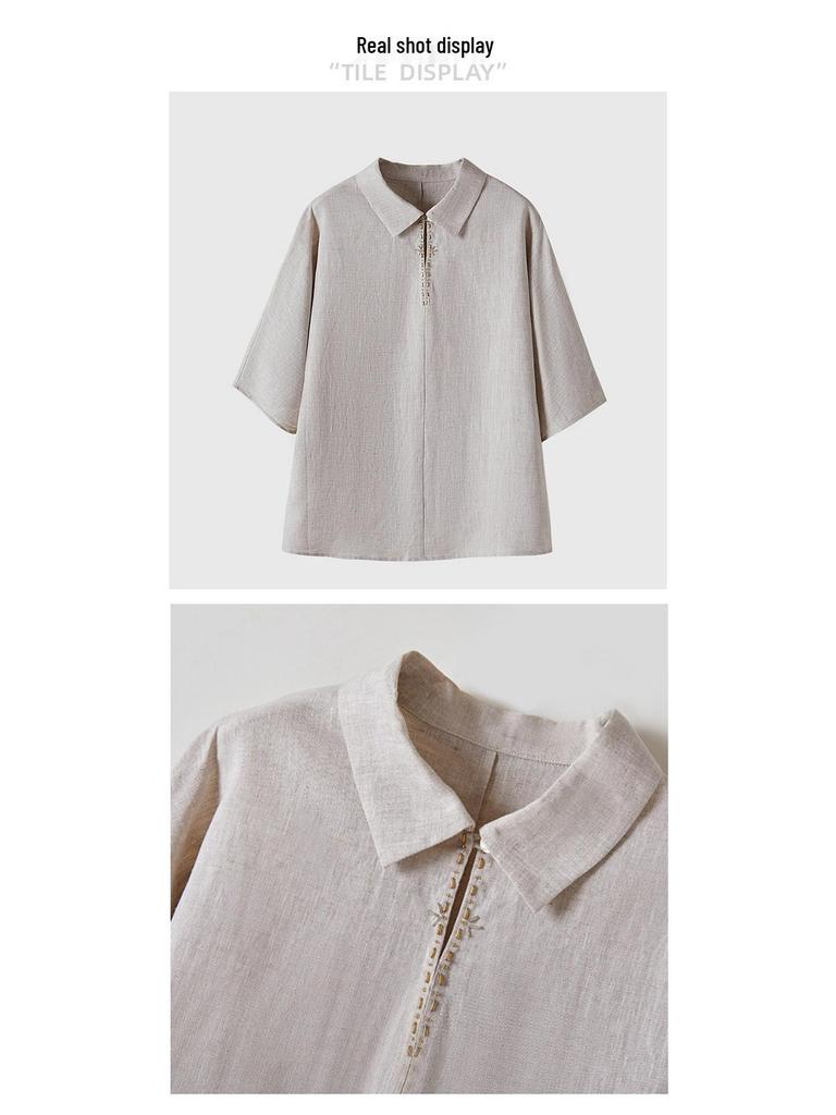 Women's Retro Dolman Sleeve Linen Shirt - Autumn 2025 Collection