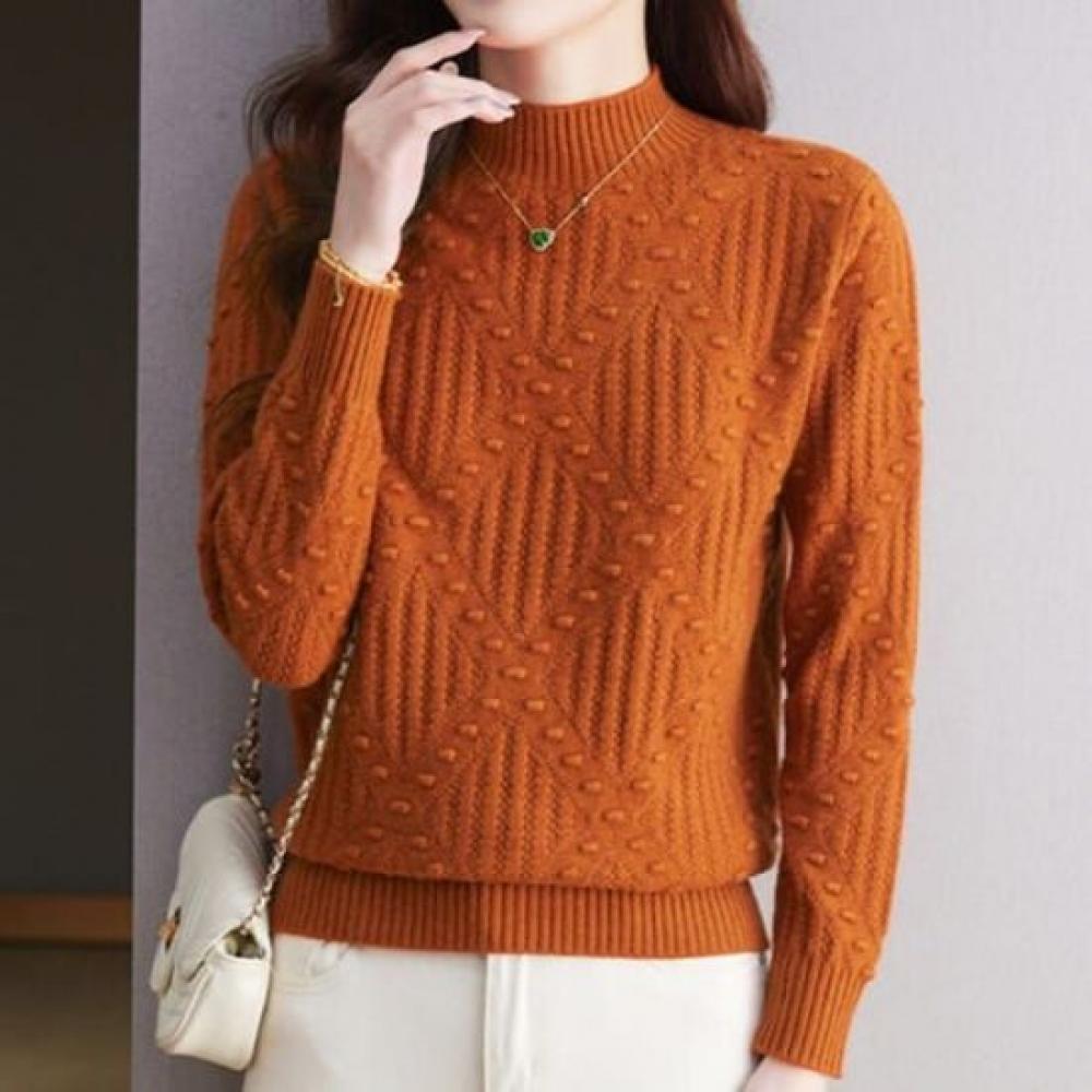 Navava Mock Neck Knit Top Nk3317 Diamond Plain