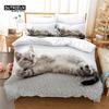 Пододеяльник с забавным котом из микрофибры для домашних животных, комплект постельного белья Full King для детей, любителей кошек, декор, милые животные, пододеяльник, наволочки