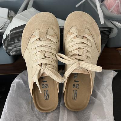 2024 Летние женские пробковые тапочки из коровьей замши, сандалии на плоской подошве для женщин, ретро, закрытый носок, садовые мюли, сандалии-сабо из пробки