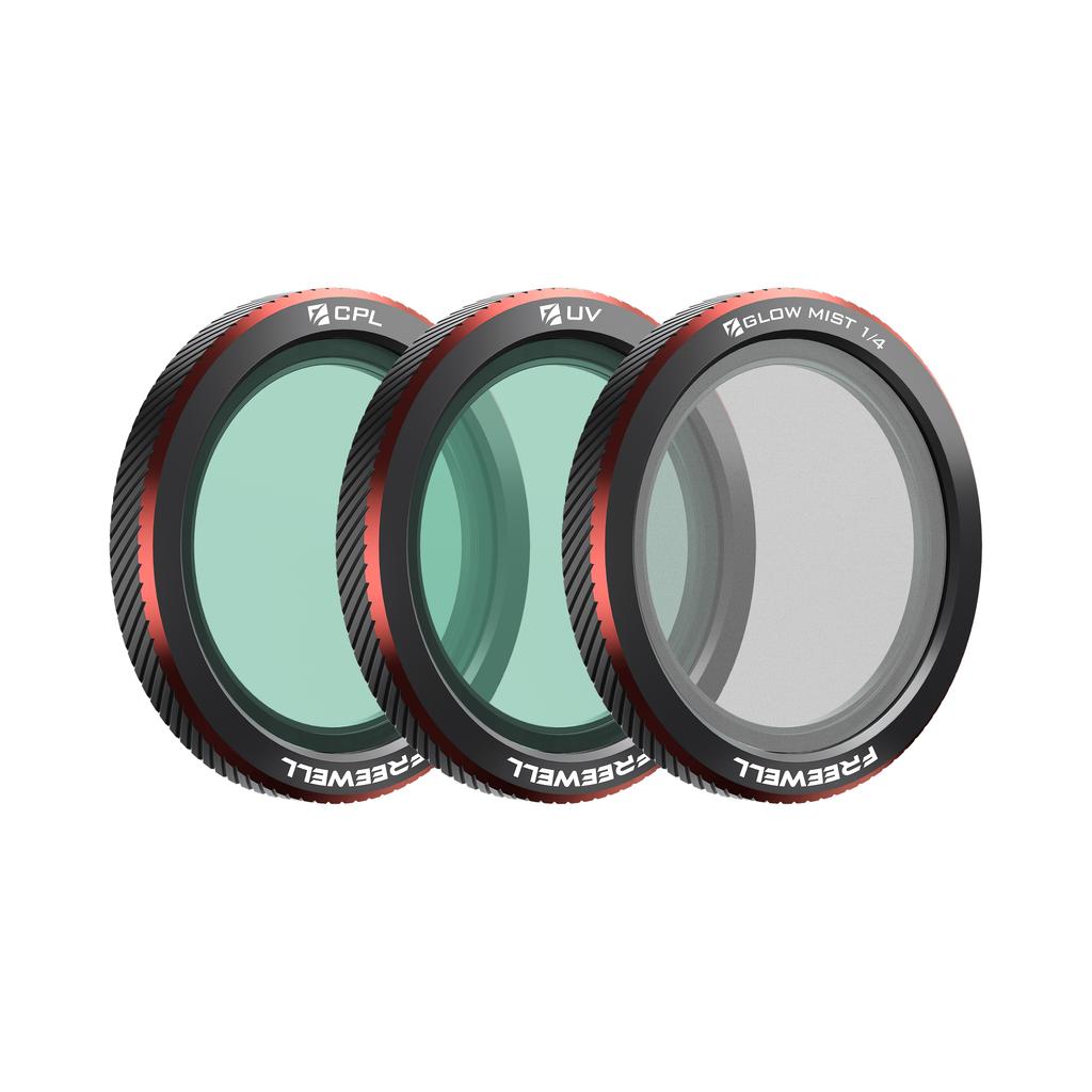 Freewell Набор из 3 магнитных фильтров Совместимость с дронами DJI Neo 2 ND, UV, CPL, ND/PL, Glow Mist 1/4 Фильтры Аксессуары для фотосъемки