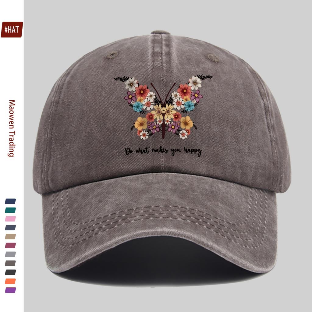 pc Retro Bohemian Style Butterfly Floral Print Baseball Cap Cartoon Printed Design Golf Hat Home Leisure Decor Hat Comfortab