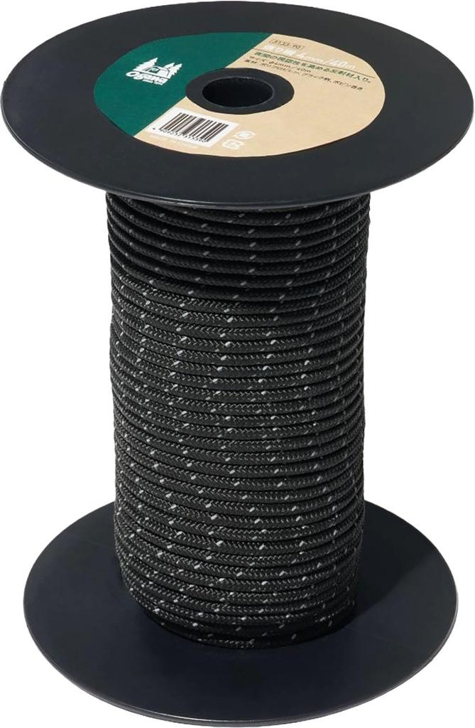 Ogawa Outdoor Guy Reflective Black 3133A Rope, Line, 4mm/40m, Black, Material, (90)