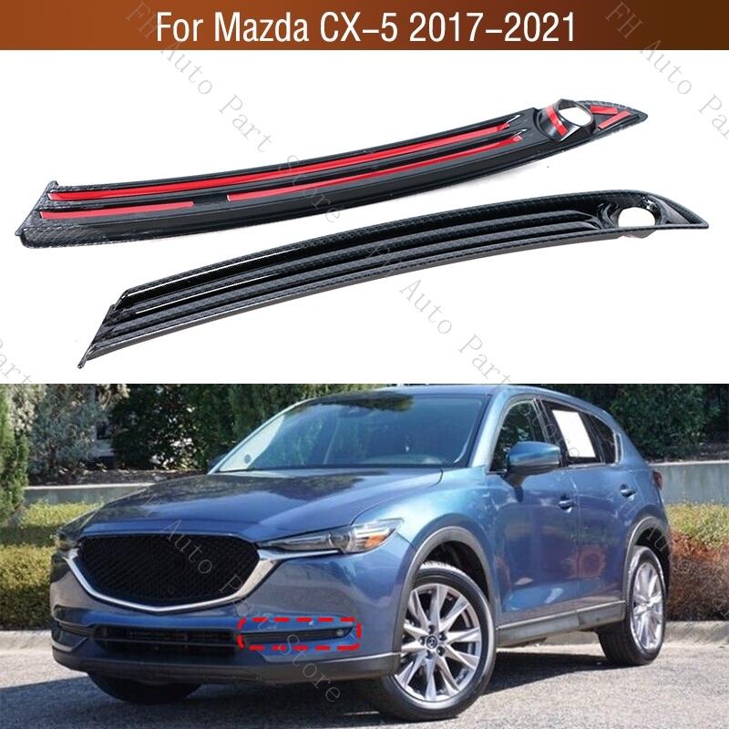 1Pair Carbon Fiber Front Bumper Foglight Fog Lamp Trim Sticker Frame Cover Grille For Mazda CX-5 CX5 2017 2018