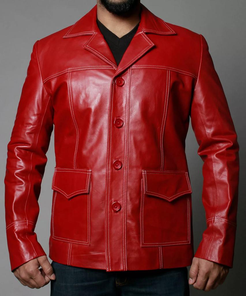 Handmade Original Leather Jacket Stylish Genuine Lambskin Biker Men Motorcycle Red
