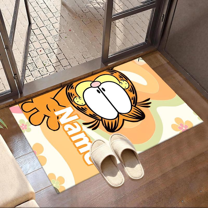 Custom Name Personalized Garfield Print Carpet, Versatile Home Decor Rug, for Playroom, Apartment, Balcony, Entryway, Hallway Gift